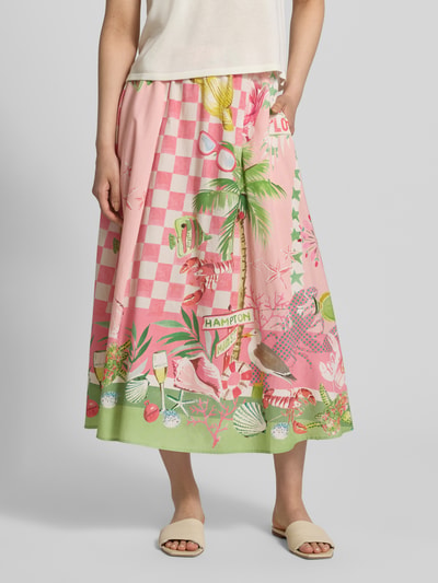 Smith and Soul Midirock aus Viskose-Baumwoll-Mix mit elastischem Bund Pink 4