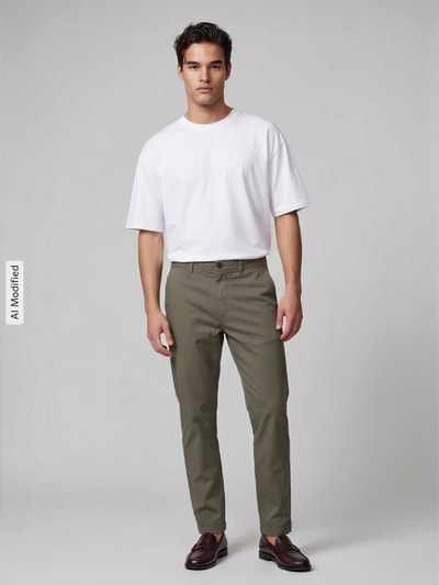 Tom Tailor Denim relaxed fit chino van katoenmix Olijfgroen - 1