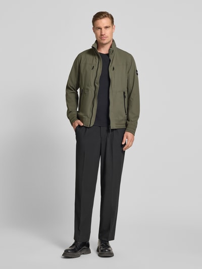 Tom Tailor regular fit functionele jas met sjaalkraag Olijfgroen - 1