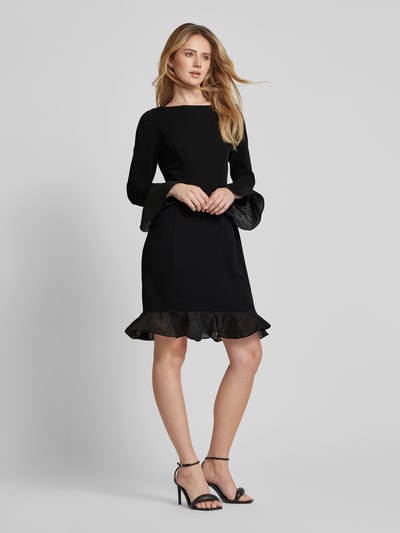 Adrianna Papell Knielanges Cocktailkleid mit U-Boot-Ausschnitt Black 1