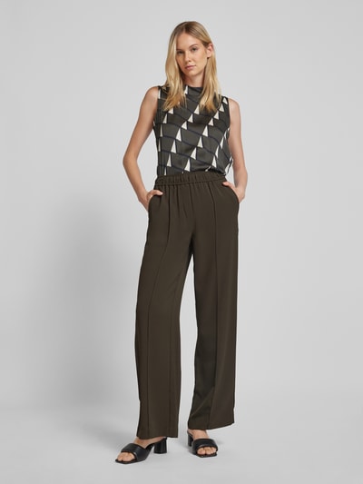 Someday Wide leg stoffen broek met vaste persplooien, model 'Cakura' Donkergroen - 1