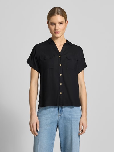 VERO MODA regular fit overhemdblouse van pure viscose model 'BUMPY' Zwart - 4