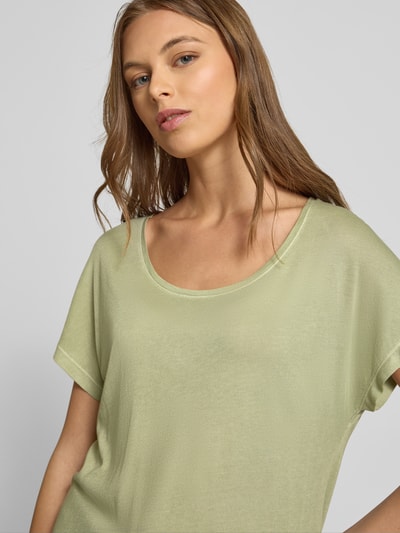 Marc O'Polo Relaxed fit T-shirt van een mix van katoen en viscose Lindegroen - 3