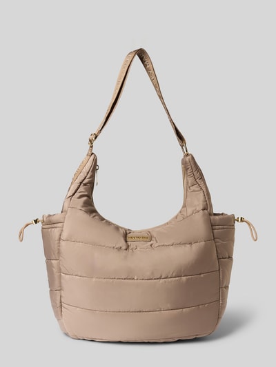Produktfoto, Shopper mit Logo-Detail Modell 'Alltime Buddy' von Hey Marly in Beige, gesteppt, Hauptfach mit Reißverschluss, verstellbarer Trageriemen, Tunnelzug, Größe 50x45x14 cm, 52 cm Schulterriemenlänge