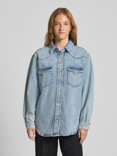 Marc O'Polo Denim Relaxed fit jeansblouse van een mix van katoen en brandnetelvezels Jeansblauw - 4