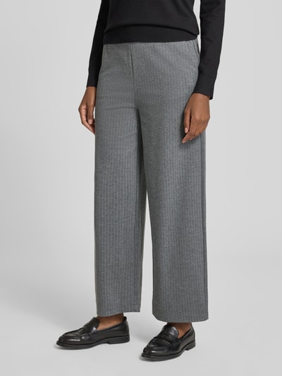 Jake*s Casual Wide Leg Stoffhose mit elastischem Bund Dunkelgrau Melange 4