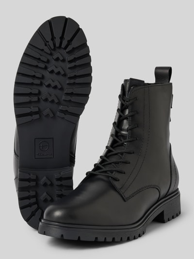 Tamaris Veterboots van leer met treklus Zwart - 3