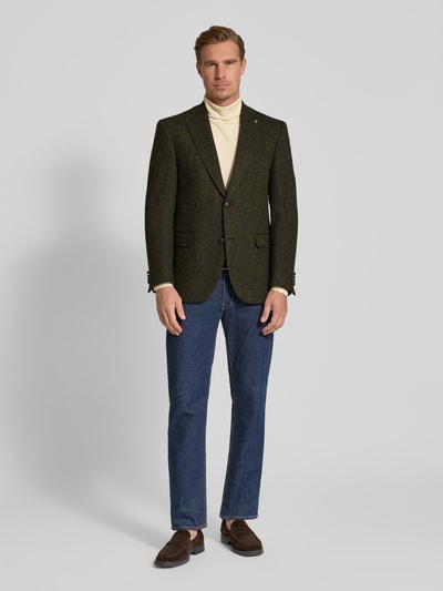 Carl Gross Sakko Harris-Tweed aus Schurwolle Modell 'Theo' Dunkelgruen 1