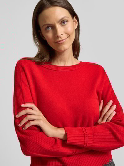 Marc Cain Wollpullover aus Schurwoll-Kaschmir-Mix mit U-Boot-Ausschnitt Rot 3
