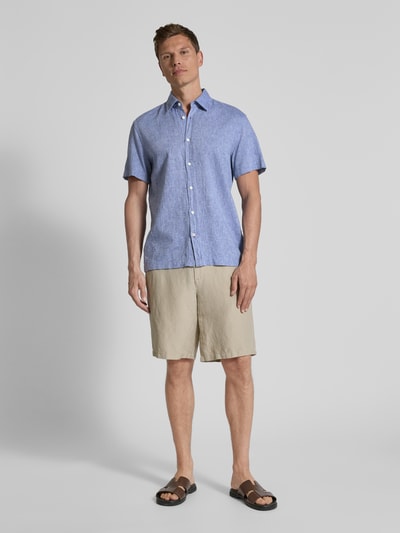 JOOP! Jeans Regular Fit Freizeithemd aus Leinen-Baumwoll-Mix Marine 1