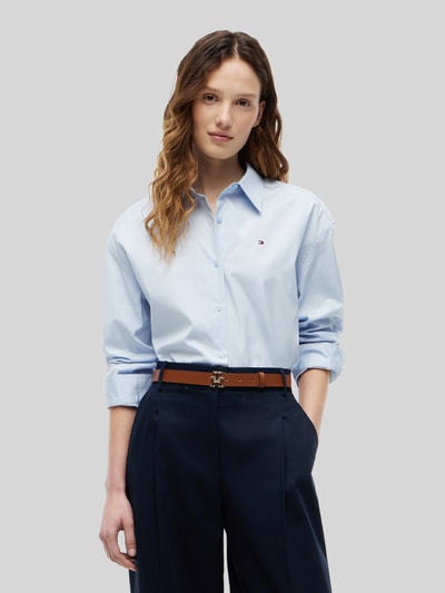 Tommy Hilfiger Regular Fit Langarmbluse aus reiner Baumwolle Hellblau 4