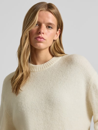 Gina Tricot relaxed fit gebreide pullover met lanawol-aandeel Ecru - 3