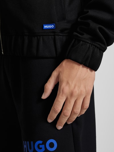 Hugo Blue Sweatjacke mit Label-Detail Modell 'Napones' Black 3