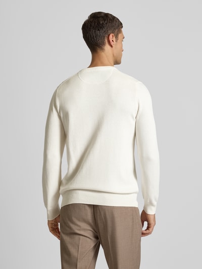 Christian Berg Men Strickpullover mit Woll-Anteil und Rundhalsausschnitt Offwhite Melange 5