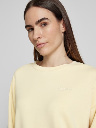 Jake*s Collection Sweatshirt mit gerippten Abschlüssen Gelb 3