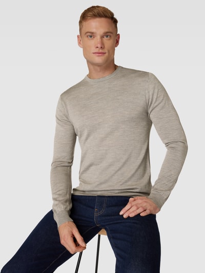 Matinique Gebreide pullover in gemêleerde look, model 'Margrate' Taupe gemêleerd - 3