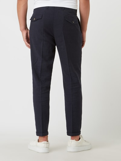 Windsor Shaped fit pantalon van linnenmix, model 'Sapo' Marineblauw - 5