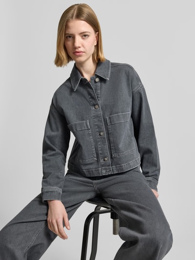 someday. Boxy Fit Jeansjacke mit aufgesetzten Taschen Modell 'Niandra' Hellgrau 3