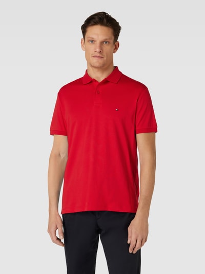 Tommy Hilfiger Regular fit poloshirt met labelstitching Donkerrood - 4