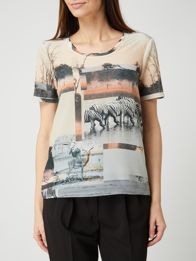 Marc Cain T-shirt van zijde met dierenprint  Beige - 4