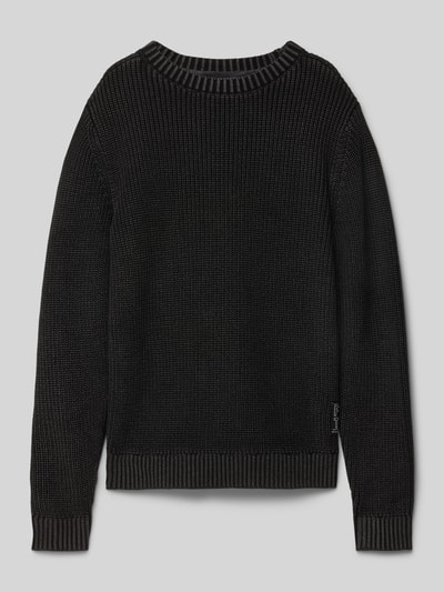 s.Oliver RED LABEL Sweter z dzianiny o kroju regular fit z czystej bawełny z efektem melanżu Czarny 1