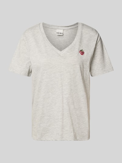 ICHI T-Shirt mit Motiv-Stitching Modell 'KENNEDY' Hellgrau 2