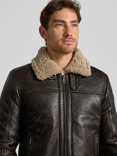 Gipsy Regular fit jack in leerlook, model 'Aiforce' Zwart - 3