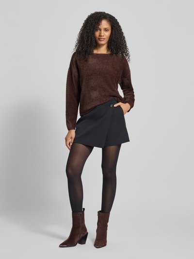 s.Oliver BLACK LABEL Relaxed fit pullover met viscose Donkerbruin - 1