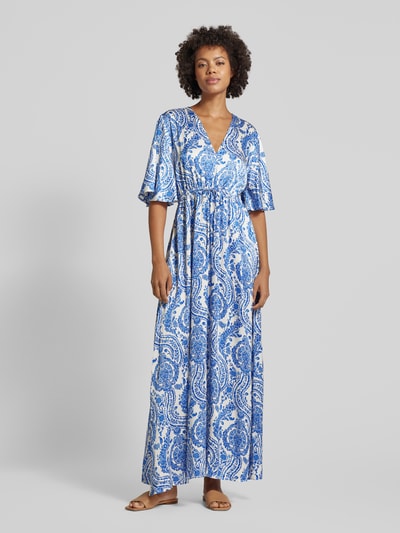 B.Young Midi-jurk met all-over print, model 'Farinela' Rookblauw - 4