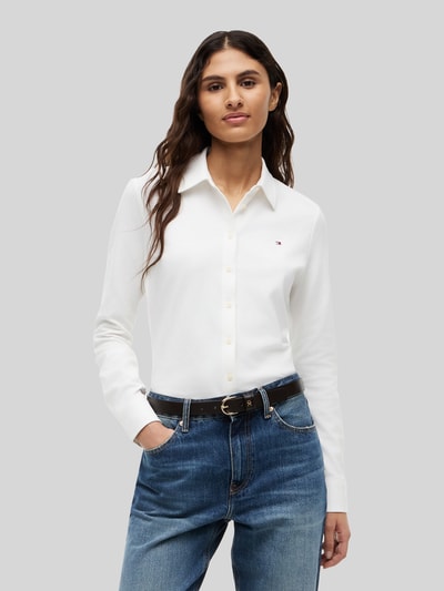 Tommy Hilfiger Slim Fit Hemdbluse aus Baumwoll-Mix Ecru 4