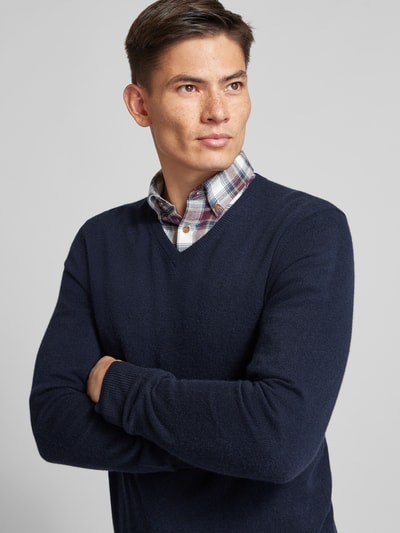 Christian Berg Men Strickpullover mit gerippten Abschlüssen Marine 3