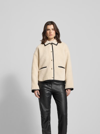 Anine Bing Regular Fit Jacke mit Woll-Anteil Ecru 4