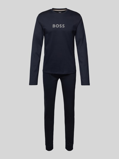 BOSS Comfort Fit Pyjama aus reiner Baumwolle Dunkelblau 1