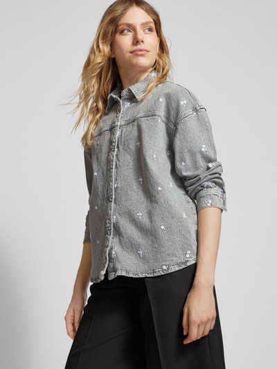 Vero Moda Jeansblouse met blinde knoopsluiting Lichtgrijs - 3