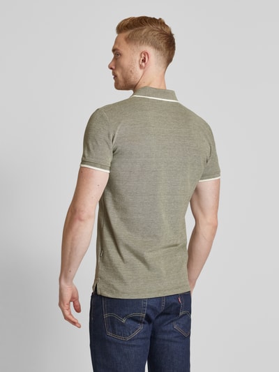 Casual Friday Slim fit poloshirt met logostitching, model 'TRISTAN' Lichtgroen gemêleerd - 5