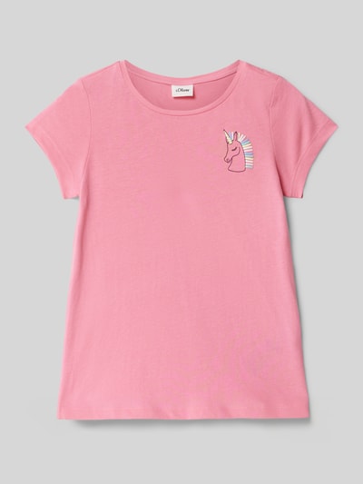 s.Oliver RED LABEL Regular Fit T-Shirt aus reiner Baumwolle Pink 1