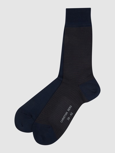 Christian Berg Men Socken mit Hahnentrittmuster im 2er-Pack Marine 1