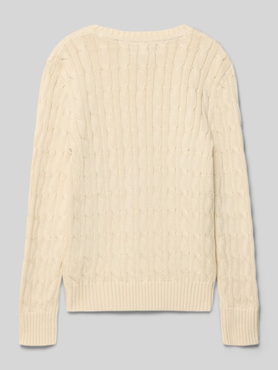 Polo Ralph Lauren Teens Gebreide pullover met kabelpatroon en ronde hals Zand - 3