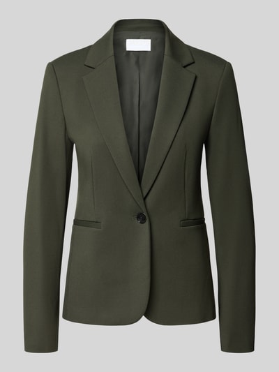 Produktfoto, Regular Fit Kurzblazer aus Viskose-Mix von Jake*s Collection in dunklem Olivgrün, glatte Struktur, taillierte Form.
