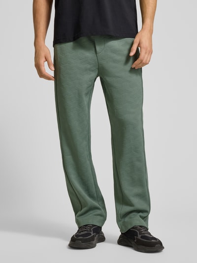 BOSS Green Regular fit sweatpants met jacquardlook, model 'MIRROR LONG' Lindegroen - 4