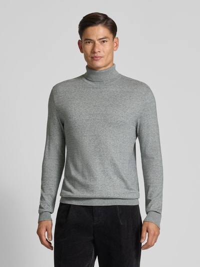 SELECTED HOMME Rollkragenpullover mit gerippten Abschlüssen Mittelgrau Melange 4