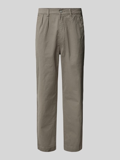 Lindbergh Tapered Fit Bundfaltenhose mit Gürtelschlaufen Oliv 2