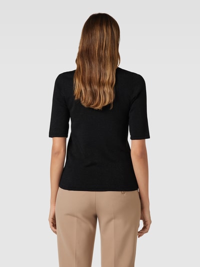 Selected Sweter z dzianiny z rękawem o dł. 1/2 model ‘LURA’ Czarny 5