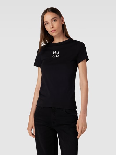 HUGO T-Shirt mit Label-Print Modell 'Classic' Black 4