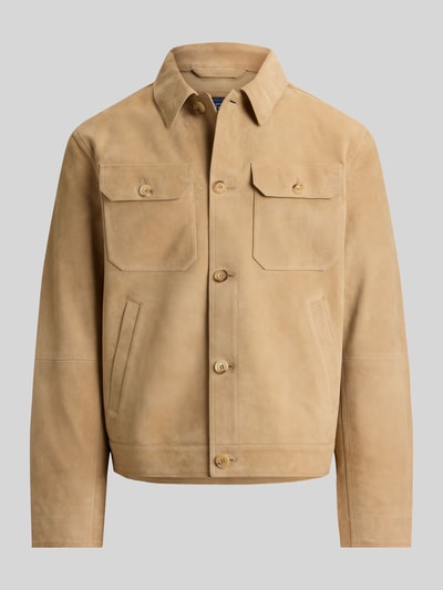 Polo Ralph Lauren Regular Fit Lederjacke aus echter Lammvelours Beige 2