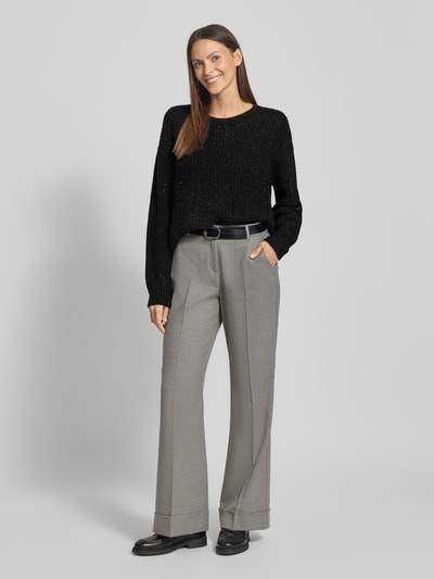 comma Oversized gebreide pullover met ribboorden Zwart - 1