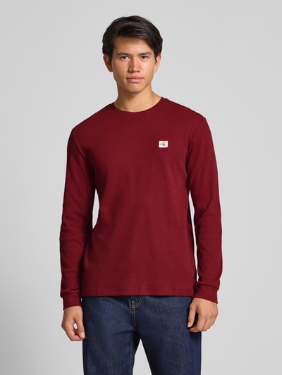 Calvin Klein Jeans Shirt met lange mouwen en structuurmotief Bordeaux - 4