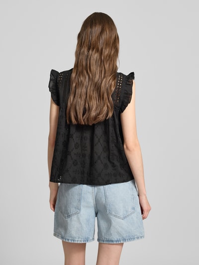 Only Top bluzkowy o luźnym kroju z czystej bawełny model ‘REVA LIFE’ Czarny 5