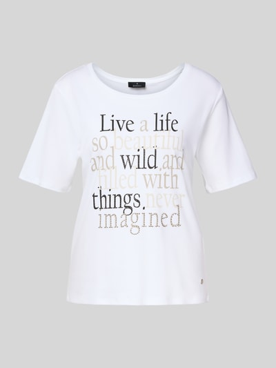 monari T-shirt met statementprint en met siersteentjes Ecru - 2