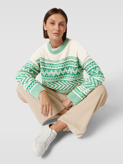 JAKE*S STUDIO WOMAN Gebreide pullover met zigzagmotief Appeltjesgroen - 3